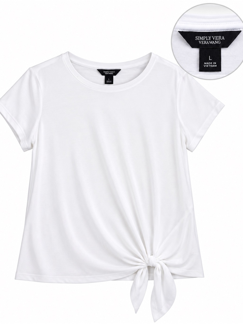 Simply Vera Vera Wang White Tie-Knot Short Sleeve Top